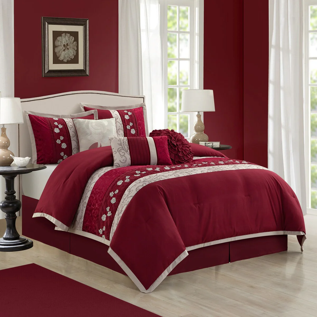 Nanshing Stella Wine 7-piece Bedding Comforter Set