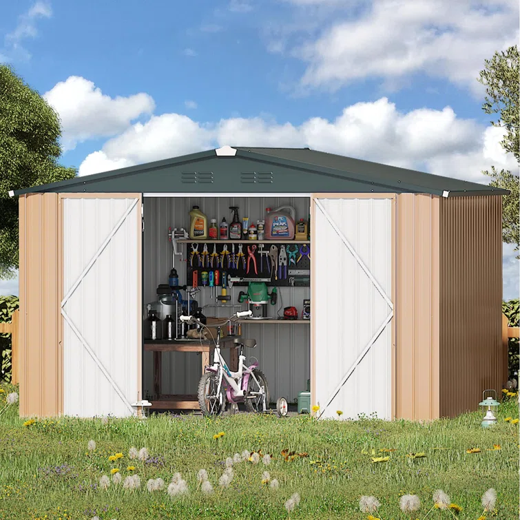 10 ft. W x 8 ft. D Galvanized Steel Storage Shed