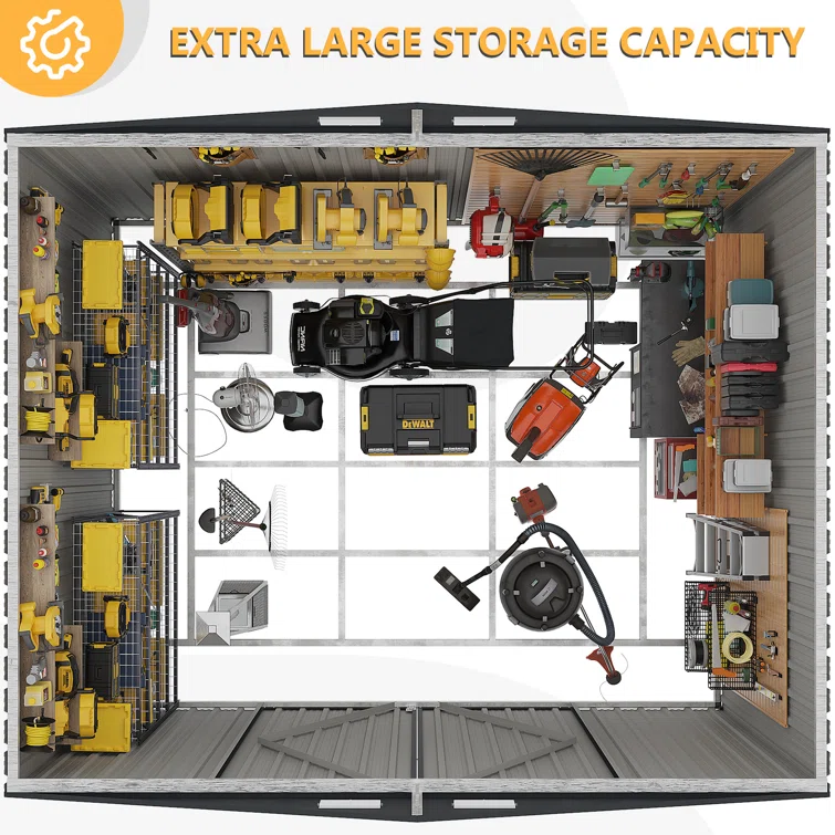 10 ft. W x 8 ft. D Metal Storage Shed with Metal Base Frame Kit