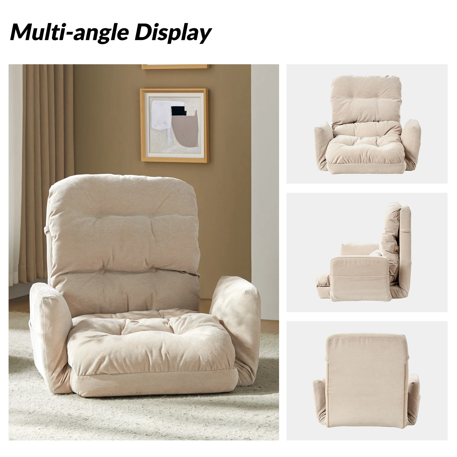 Faustus Reclining Floor Chair with Storage Armrest