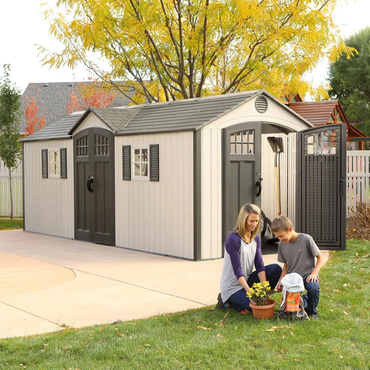 Lifetime 20 Ft. x 8 Ft. High-Density Polyethylene (Plastic) Outdoor Storage Shed with Steel-Reinforced Construction