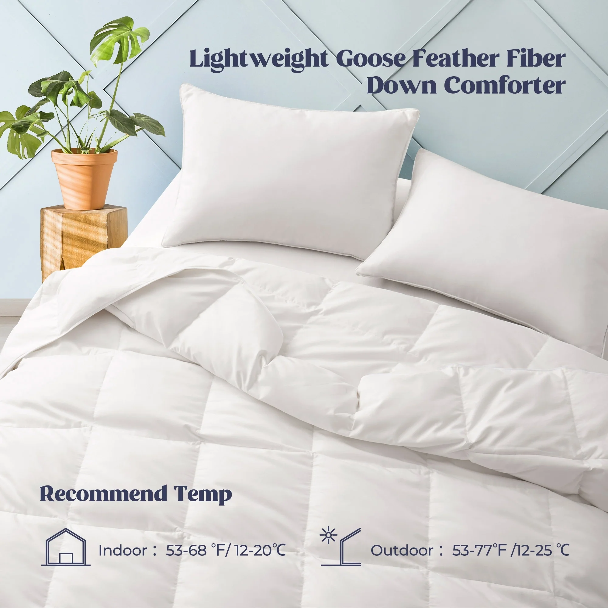Medium Warmth All Season 600 Fill Power White Goose Feather Down Comforter Duvet Insert