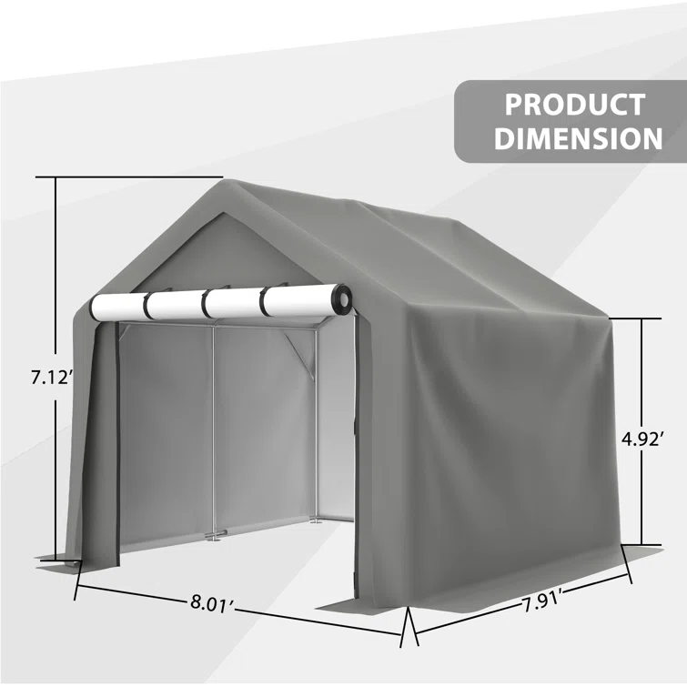 8 Ft. W x 8 Ft. D Portable Storage Shed Tool Shed