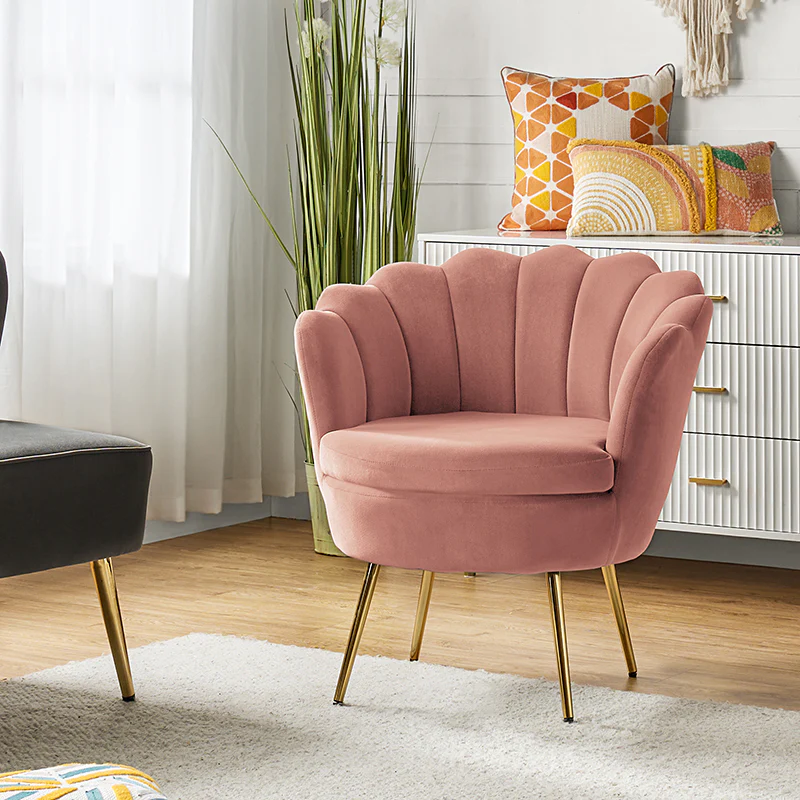 Evelia Velvet Scalloped Barrel Chair