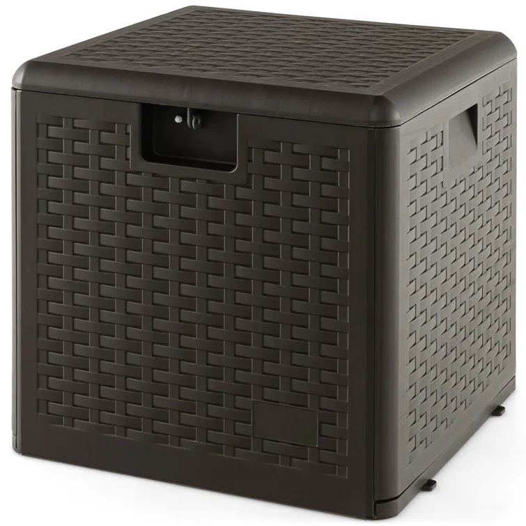 Costway 20.5'' W 28 Gallons Lockable Deck Box in Brown