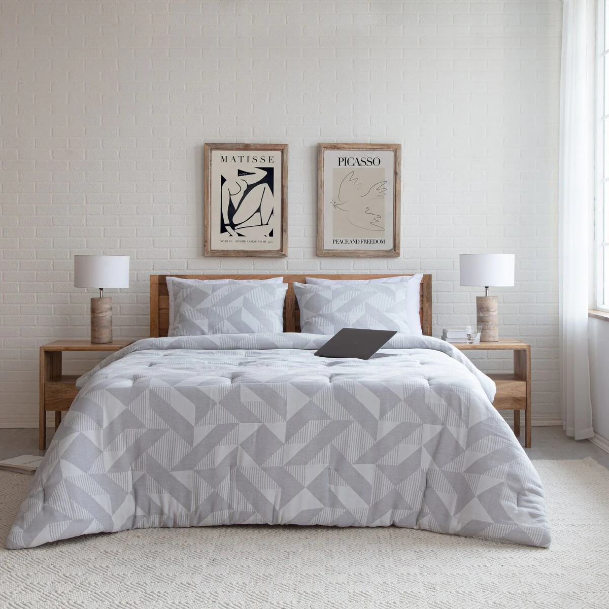 MH London Lexi 3 Piece Comforter Set In Grey