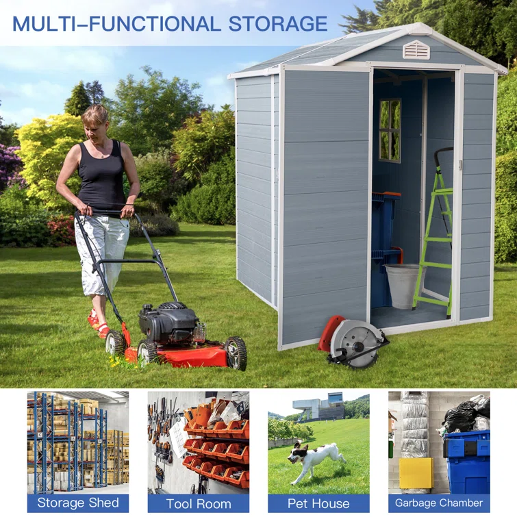 6 ft. W x 4 ft. D Plastic Tool Shed