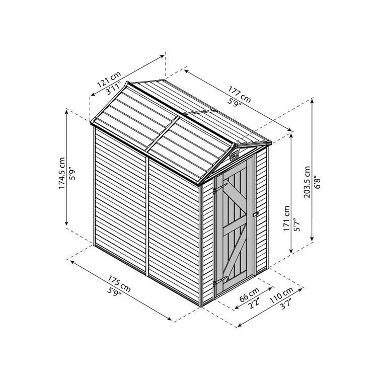 SkyLight 4 ft W x 6 ft D Polycarbonate Shed - Tan