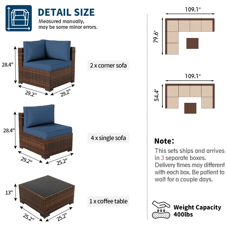 Bhairavi 6 - Person Outdoor Seating Group with Cushions