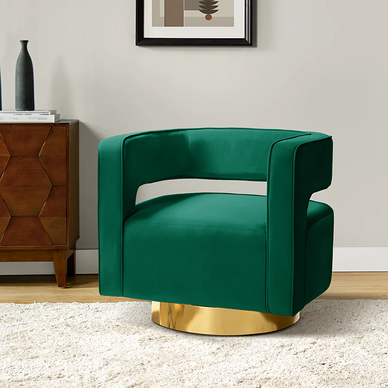 Agata Velvet Swivel Barrel Armchair