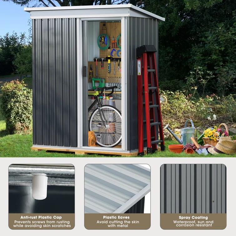 5 ft. W x 3 ft. D Metal Lean-To Storage Shed