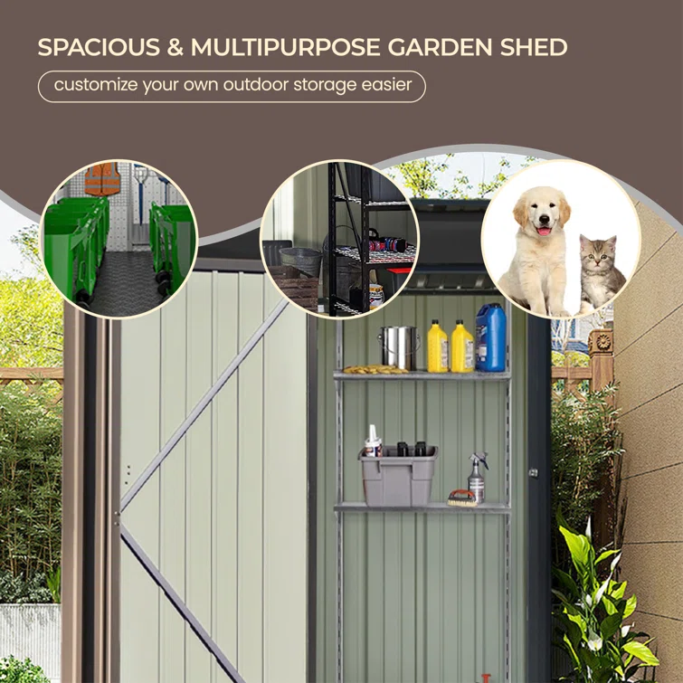 5 ft. W x 3 ft. D Metal Horizontal Garage Shed