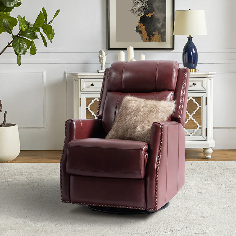 Epimetheus Genuine Leather Manual Swivel Recliner
