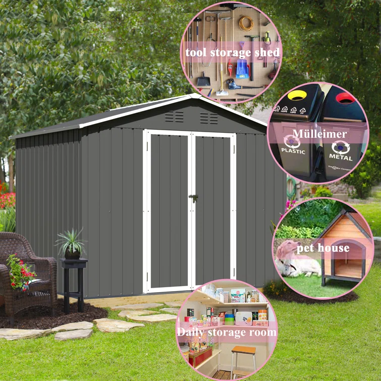 Alcazar 8 ft x 6 ft Metal Storage Shed