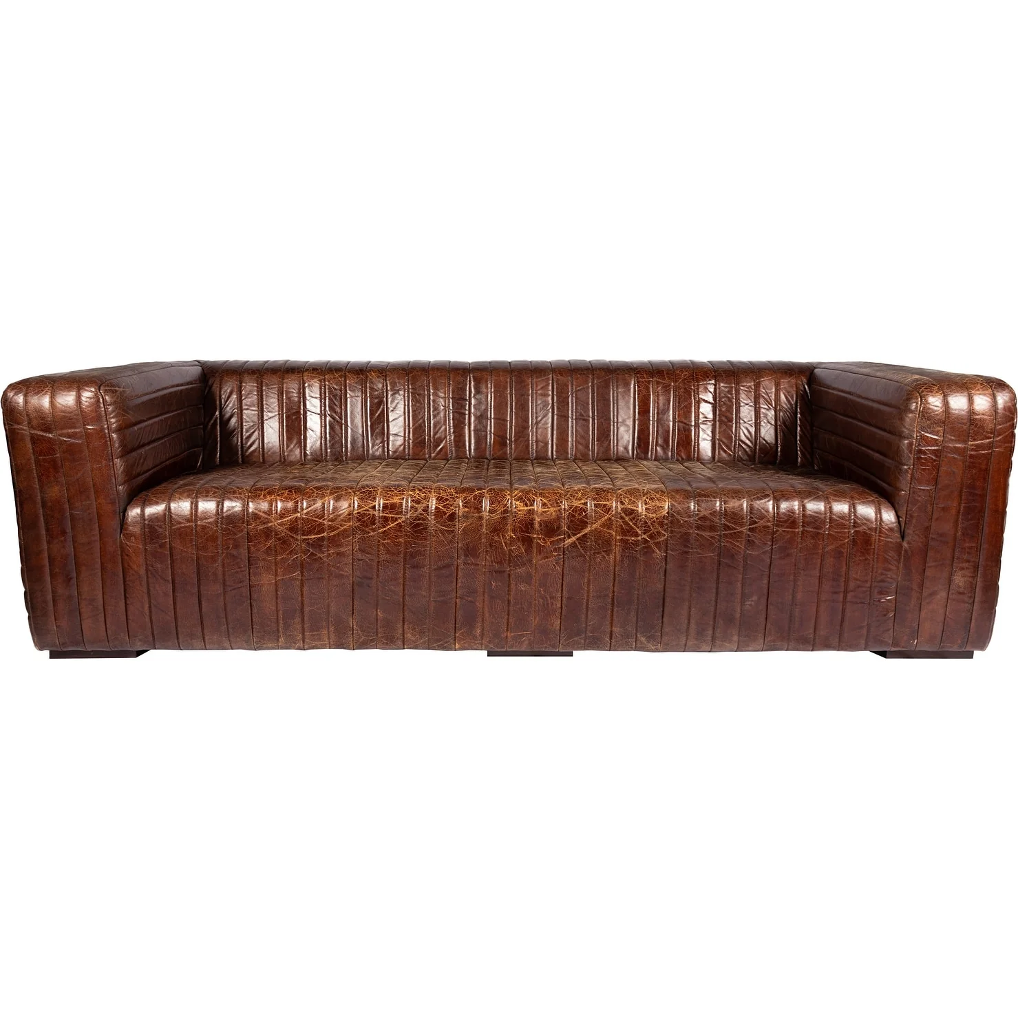 Aurelle Home Caolo Modern Channel-Stitched Leather Sofa