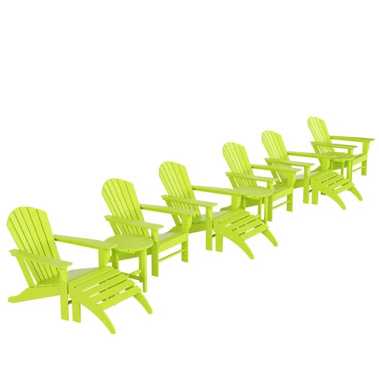 Shaunna Plastic Adirondack Chair with Table and Ottoman