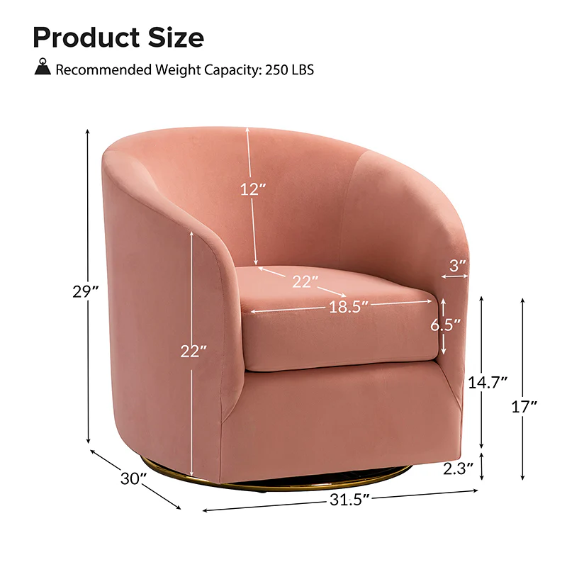 Emanuela Velvet Swivel Barrel Armchair