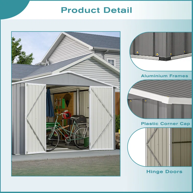 10 ft. W x 12 ft. D Outdoor Metal Storage Shed