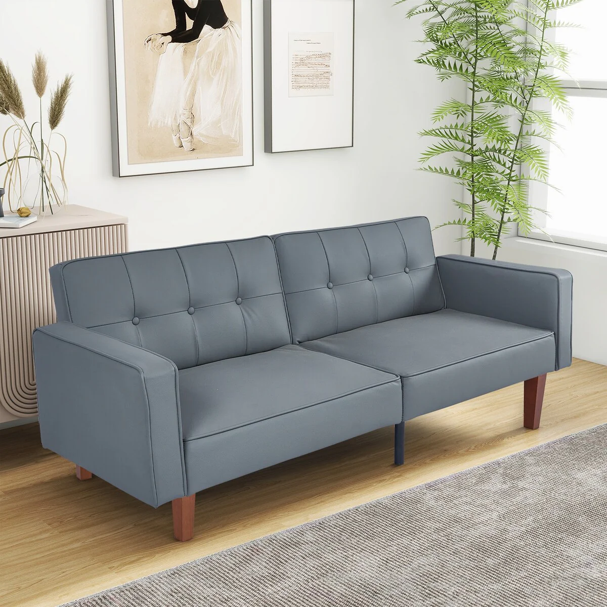 Futon Sofa Bed Couch Memory Foam Futon Convertible Couch Bed Sleeper for Living Room - 68.11