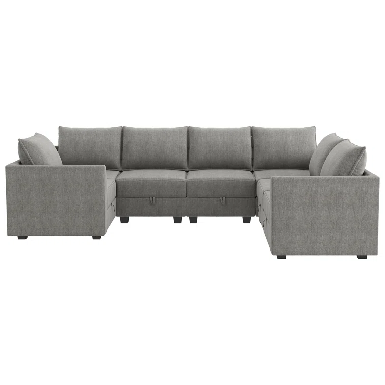 U-Shaped Corner Modular Upholstered Sectional Sofa with Storage Seat