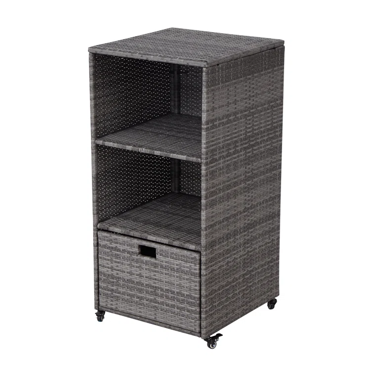 Kinbor 23.6'' W 117 Gallons Wicker Towel Valet with Wheels