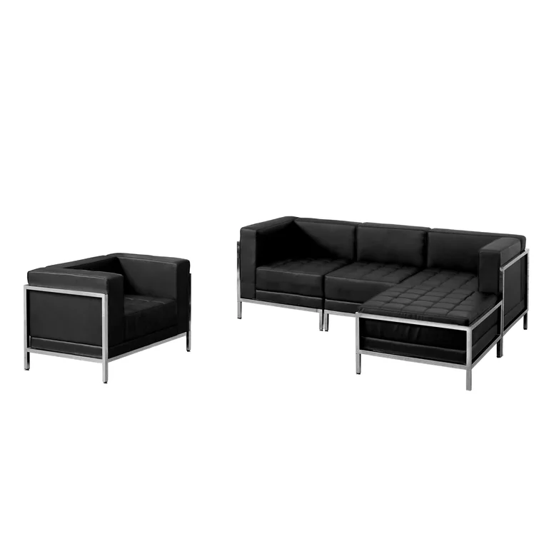 Annis 9 Piece LeatherSoft Modular Sectional Configuration - Stainless Steel Legs