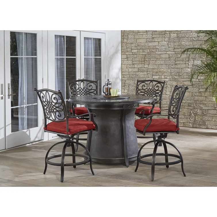 Carleton 4 - Person Round Outdoor Dining Set with Cushions