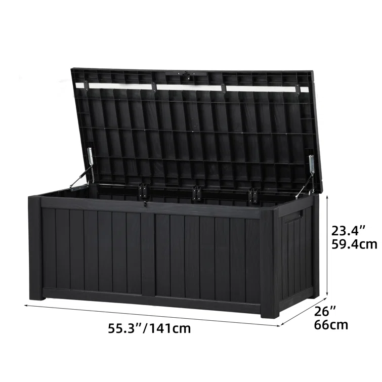 Quartey 120 Gallons Resin Deck Box with Soft Close Mechanism