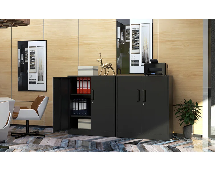 35.4" H x 31.5" W x 15.7" D Steel Storage Cabinet with 2 Adjustable Shelves
