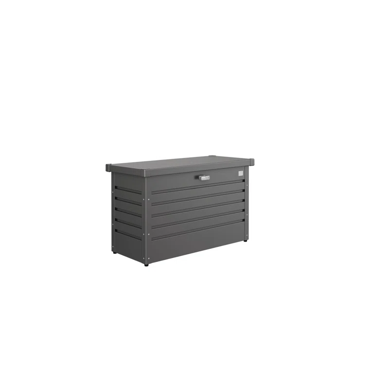 Biohort LeisureTime 51 Gallon Water Resistant Metal Deck Box with Lock in Dark Gray