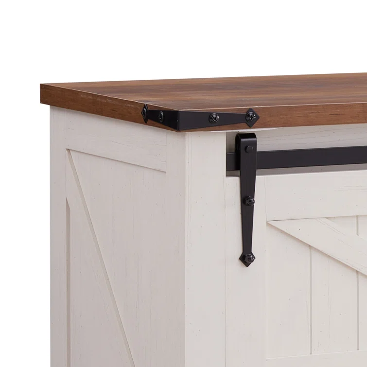 Lorraine Farmhouse TV Stand for 65+ Inch TV for Living Room, with Sliding Barn Door