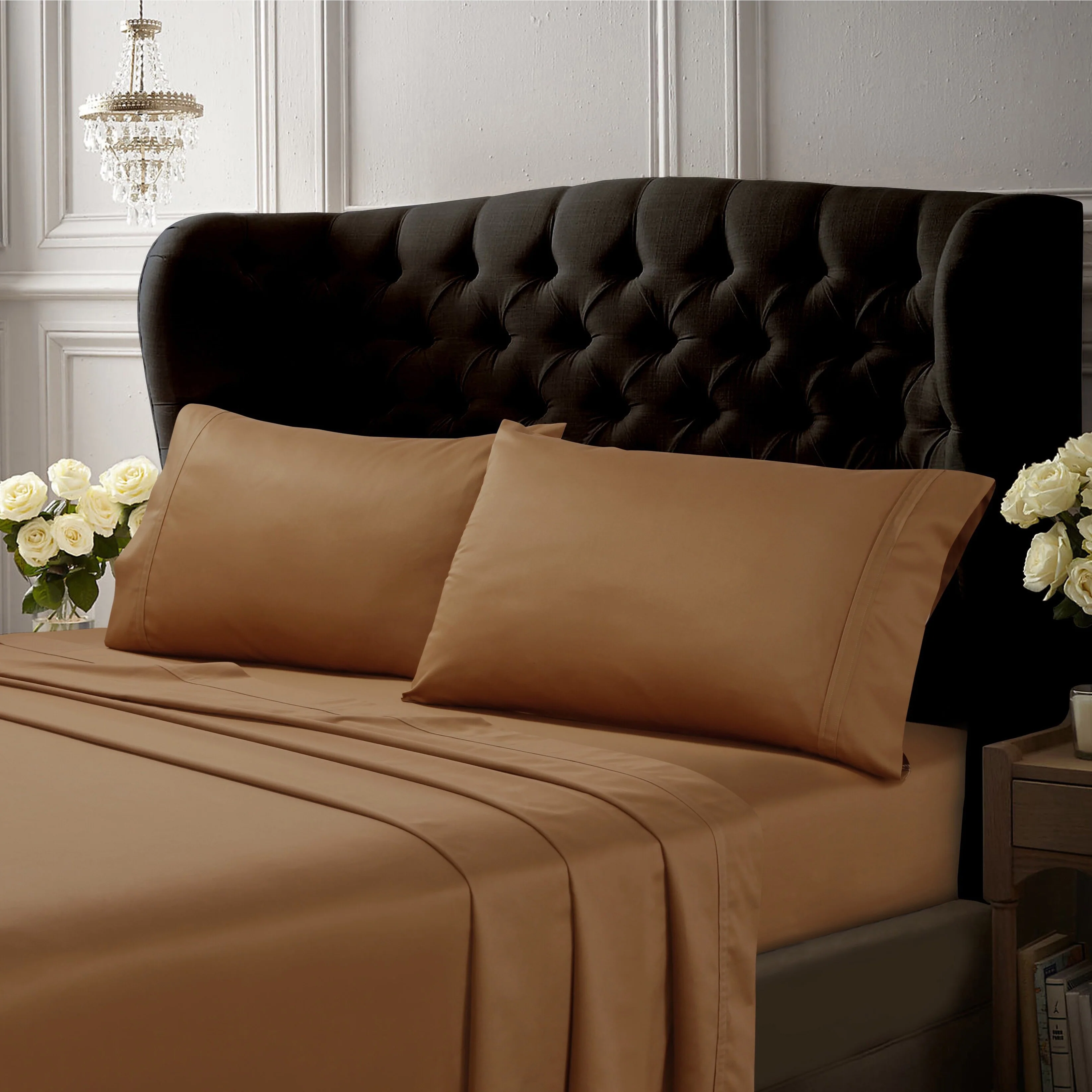 Egyptian Cotton 500 Thread Count Extra Deep Pocket Solid Bed Sheet Set