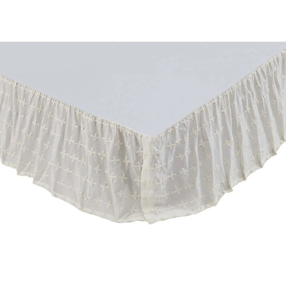 Farmhouse Bedding VHC Willow Bed Skirt Cotton Solid Color Gathered Voile