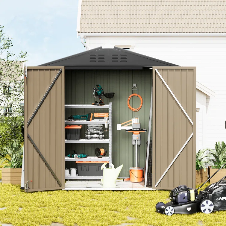 Outdoor 8 ft. W x 6 ft. D Metal Storage Shed
