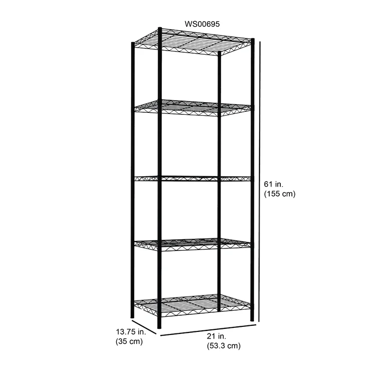 Pershore 61.8'' H X 22.4'' W X 13.6'' D 5-Layer Wire Shelving Unit