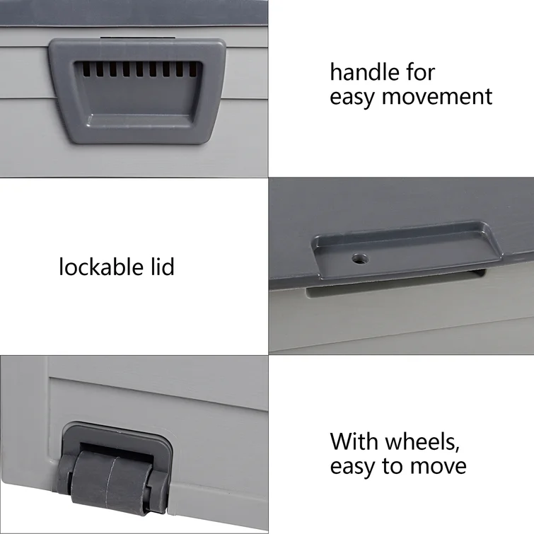 Winado 44'' W 75 Gallons Water Resistant Plastic Lockable Deck Box with Wheels