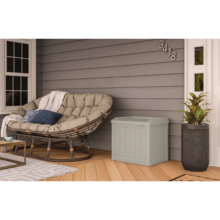 Suncast 22 Gallon Water Resistant Deck Box with Storage Seat