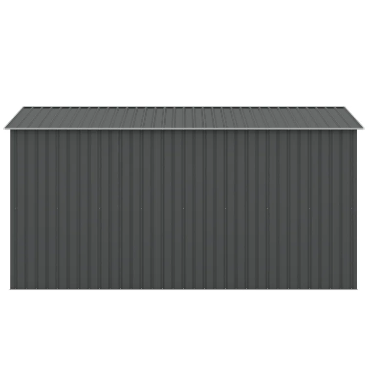 Hinge Outdoor Storage Room, Storage Shed With 2 Doors, Sloping Roof And 6 Pegs, Outside Garden Shed For Tools, Bike, Lawnmower And Garbage, Gray