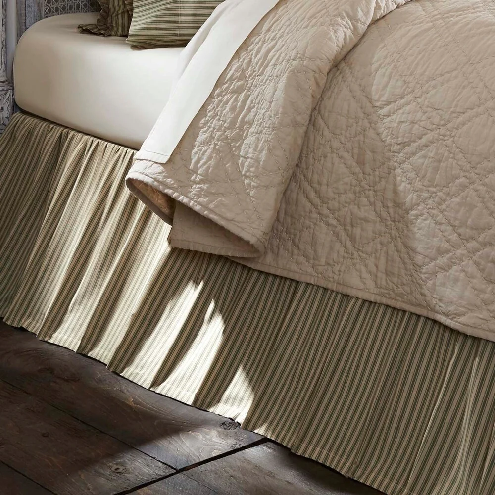 Farmhouse Bedding VHC Kendra Stripe Bed Skirt Cotton Striped Gathered
