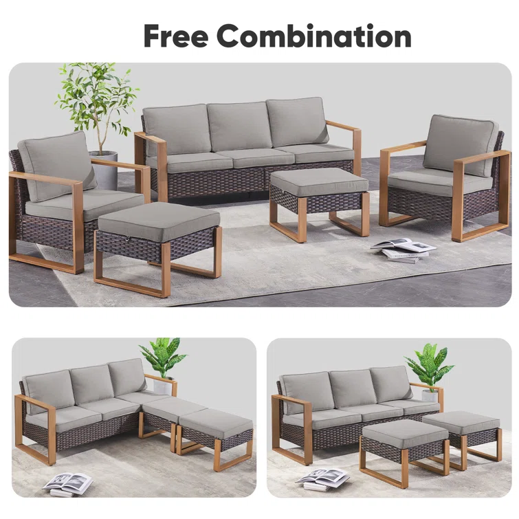 Zaheera 5 - Person Outdoor Seating Group with Cushions