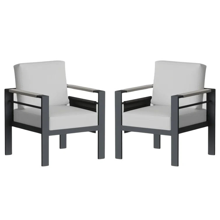 Nell Aluminum 5 - Person Seating Group with Cushions and LED Coffee Table
