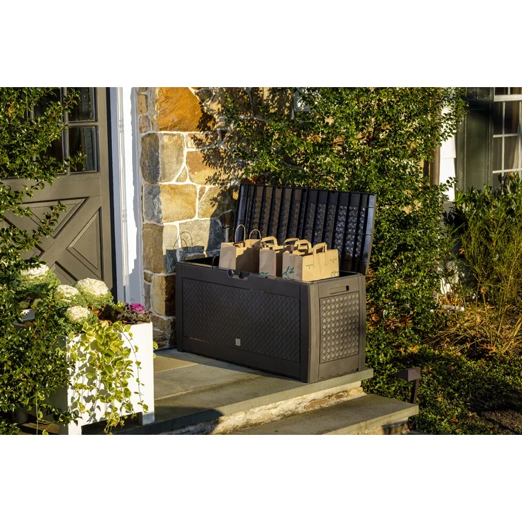 Alfresco Home 47'' W 82 Gallons Water Resistant Resin Lockable Deck Box with Wheels in Gray