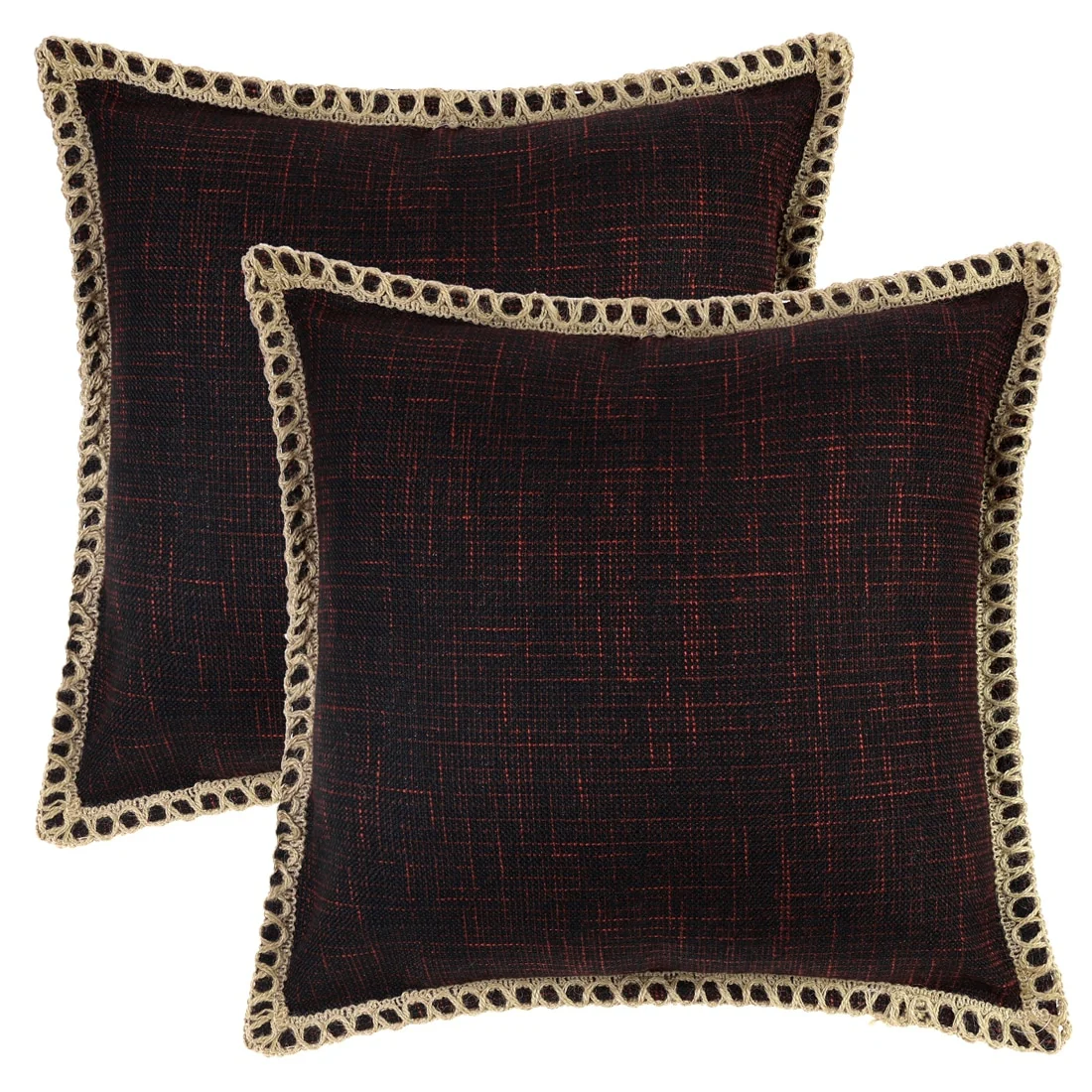 1 Pair Linen Pillow Covers Solid Color Throw Pillow Covers for Home