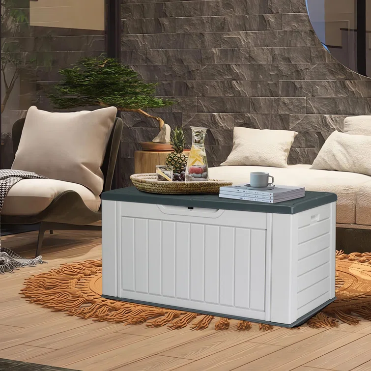 Winado 58.9'' W 158 Gallons Water Resistant Polyethylene Plastic Lockable Deck Box