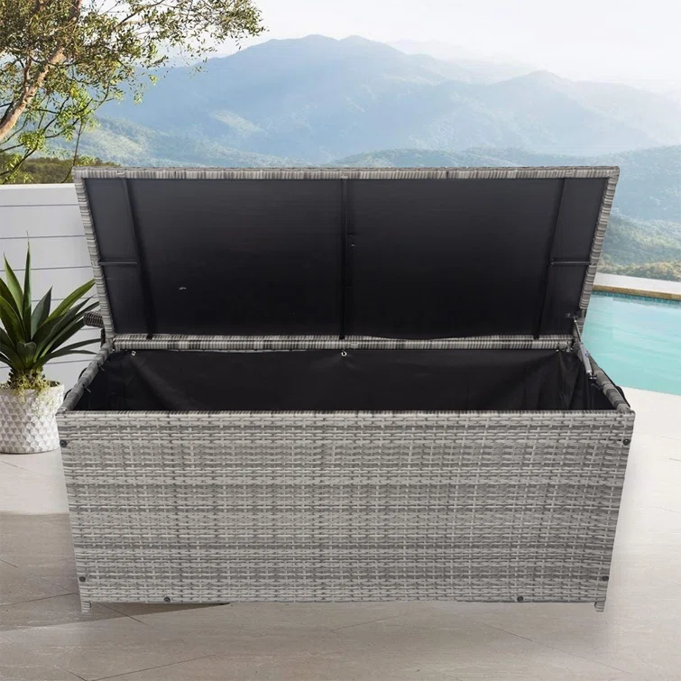 IYofe 53'' W 113 Gallons Water Resistant Wicker Deck Box
