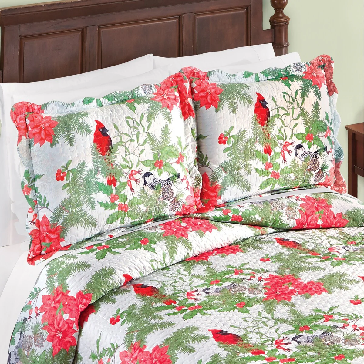 Cardinal & Chickadee Winter Bird Pillow Sham