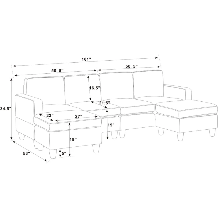 3 - Piece Upholstered Sectional