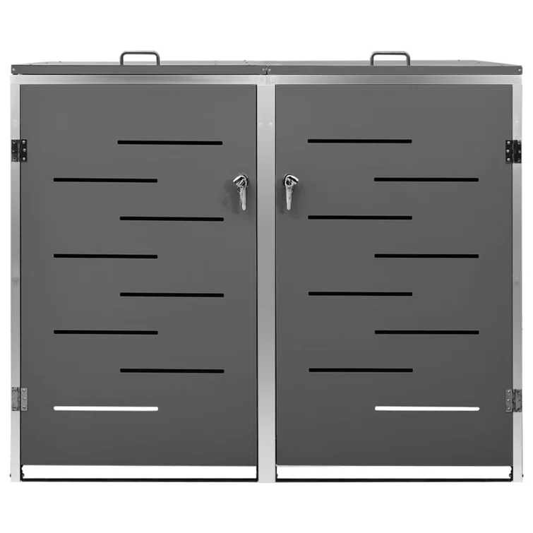 VidaXL Garbage Can Storage Wheelie Bin Trash Can Enclosure Stainless Steel