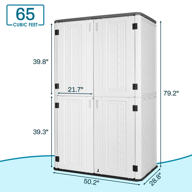 4 ft. W x 2 ft. D Metal Resin Vertical Tool Shed