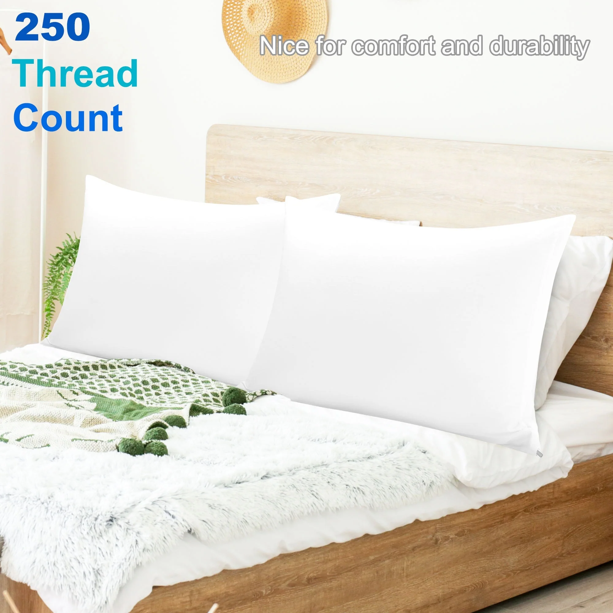 2 Pack Egyptian Cotton Pillowcases with Zipper Clourse